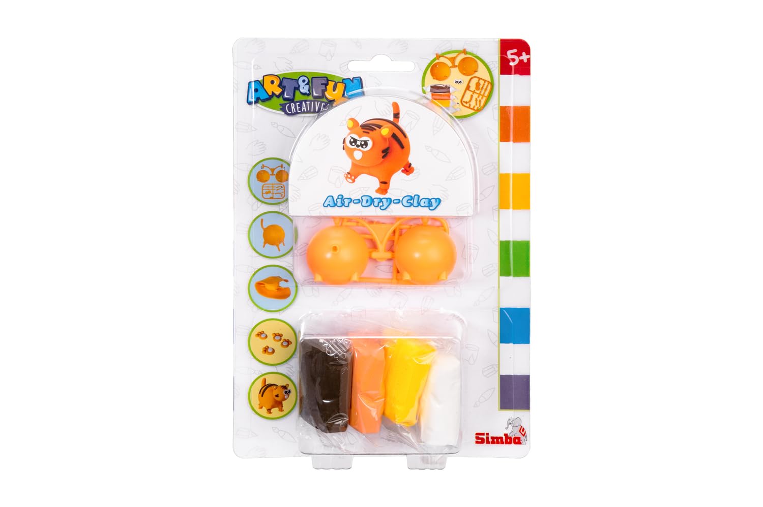 Simba Art & Fun Air Dry Clay Tiger Creative Air Drying Dough Set, 4 Airclay Colours, Plastic Parts and Instructions, DIY Kit for Kids 5+ Years