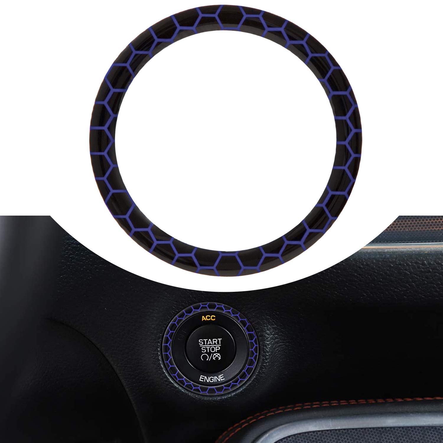 for 2015-2020 Dodge Challenger Charger Engine Start Button Switch Knob Trim Dark Blue