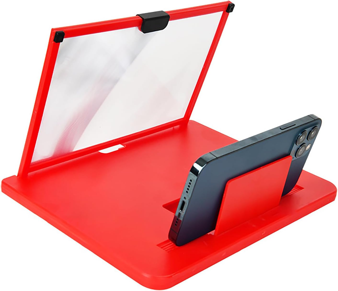 3D Magnifier Projector Screen Enlarger - Phone Screen Amplifier Stand Easy Viewing Reading(12 Inches Red)