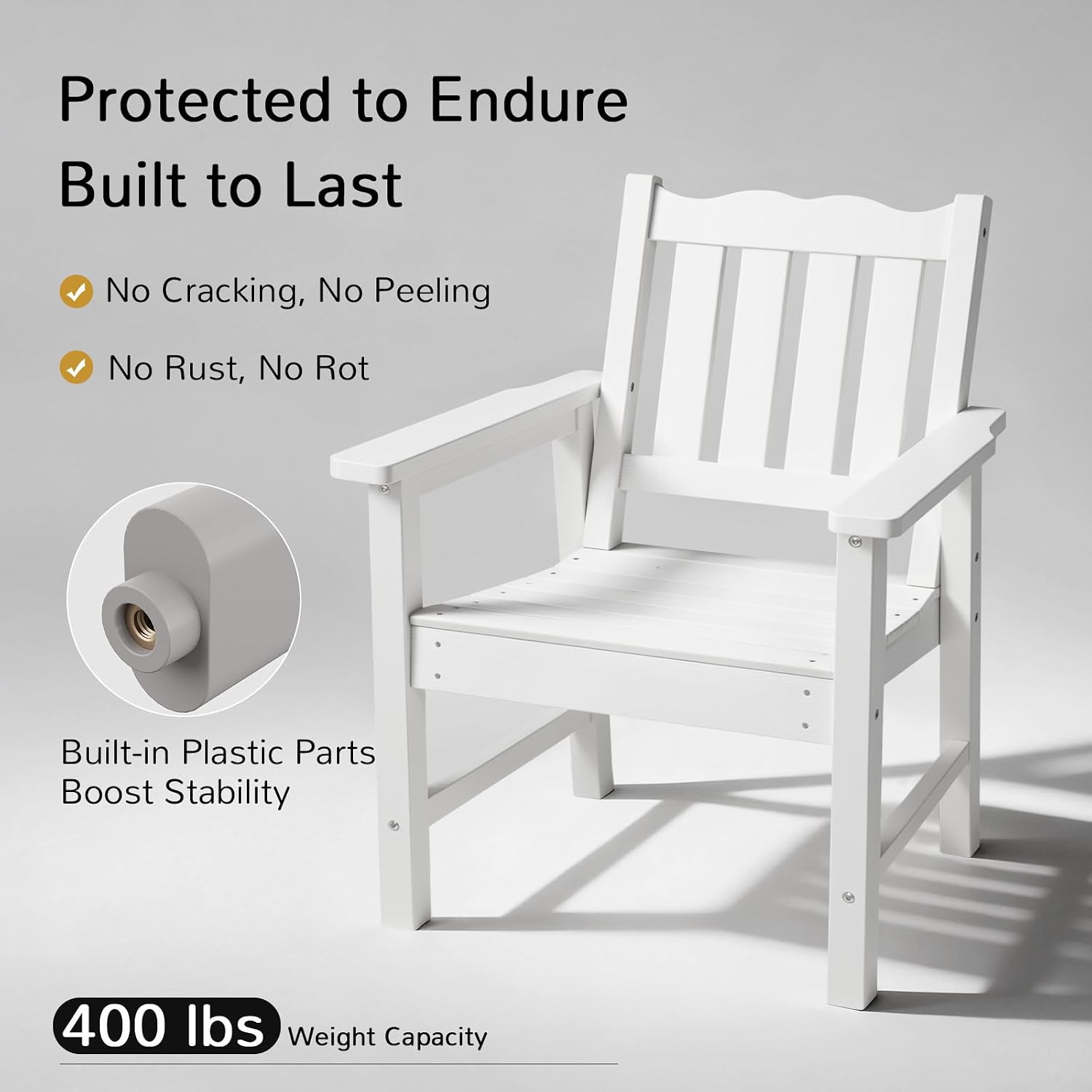 Stoog 3 Piece Patio Dining Sets, All-Weather Patio Chairs with Curved Backrest, Include 2 Garden Chairs and 1 Side Table, White