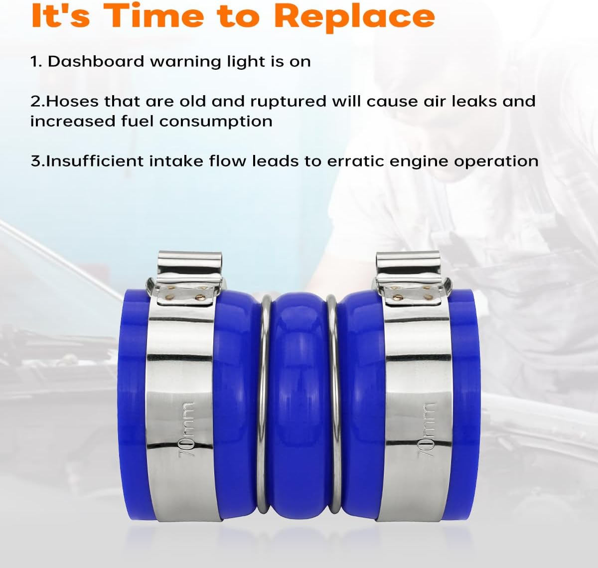 26259 Turbocharger Hose Kit Compatible with 2005-2016 Chevy Silverado 2500/Silverado 3500 & 2005-2016 GMC Sierra 2500/3500, Intercooler Hose with Clamps Replaces OEM # 15188715