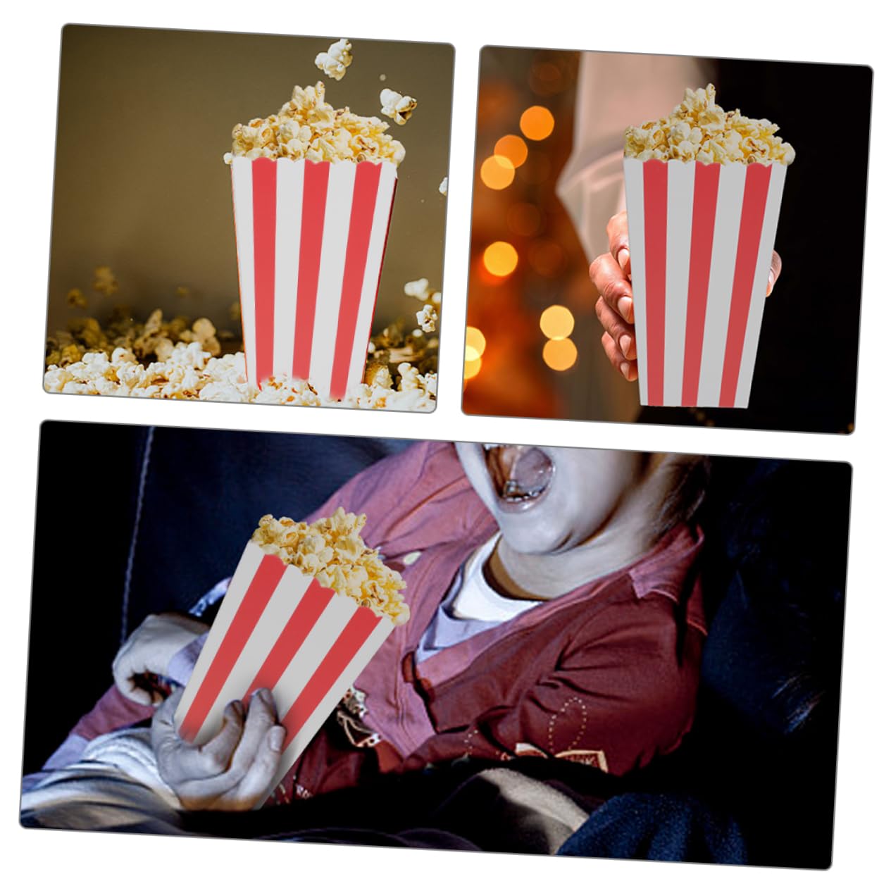 Alipis 50stücke Stk Einweg-popcorn-eimer für Kinobesuche Rot-weiß Gestreifte Popcorn-papierboxen für Snacks Einweg-kino-popcorn-becher