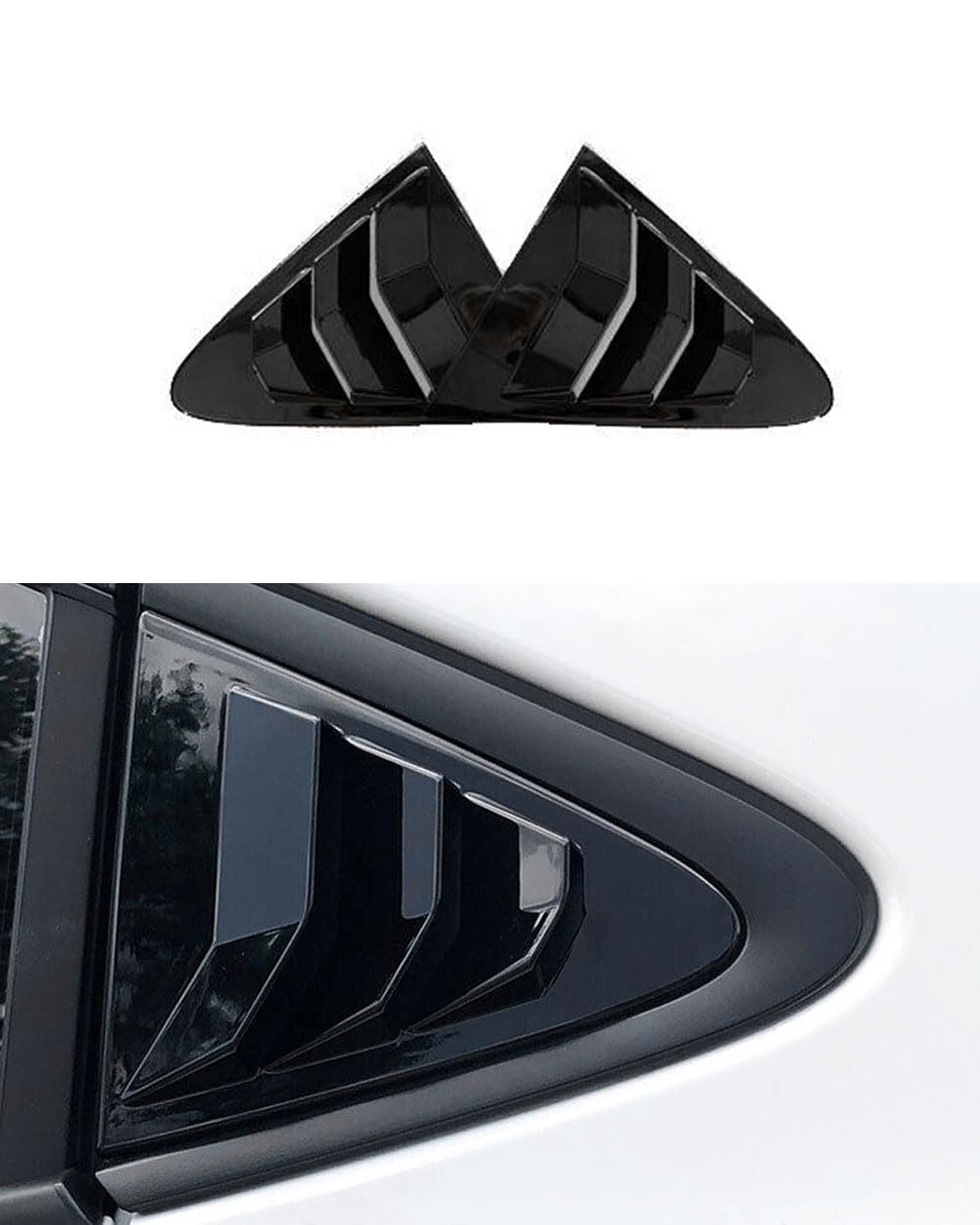 ANUNFRRE Car Accessories Fit for Toyota Corolla 2020 2021 2022 2023 ABS (Bright Black) Exterior Rear Side Quarter Window Louver Decorate Cover Trim Sunshade Cover 2PCS