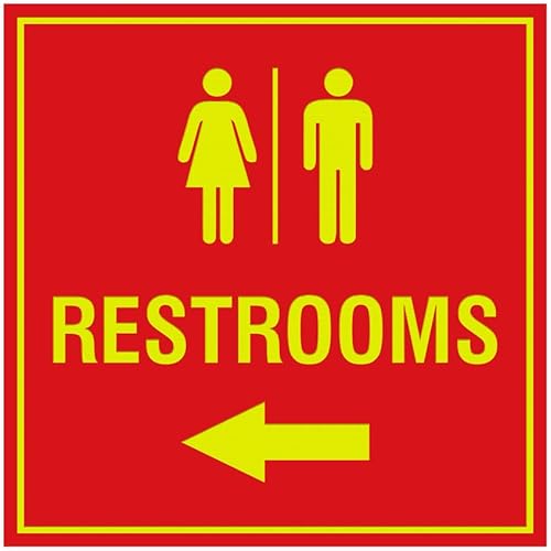 Miniatura 16 de Signs ByLITA Letrero cuadrado de flecha izquierda para baños con cinta adhesiva (plata cepillada) – grande (paquete de 1) Brushed Silver,Azul,Marrón