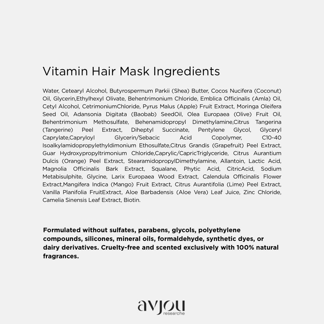 Avjou Researche™ Vitamin Mask – Supports the Look of Thicker, Fuller Hair – Vegan, Color & Keratin Safe, Hydrates & Strengthens with Redensyl™ – Designed for All Hair Types, 6 oz - Image 5