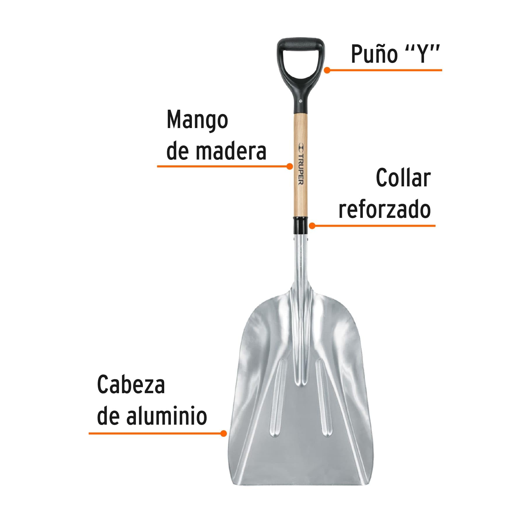 Truper Pala de Aluminio con puño de Anilla