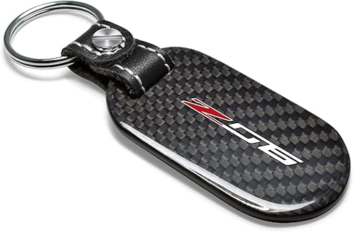 Miniatura 2 de Llavero de estilo de etiqueta de fibra de carbono negro real para Chevrolet Corvette C7 Z06, con licencia oficial, Negro -