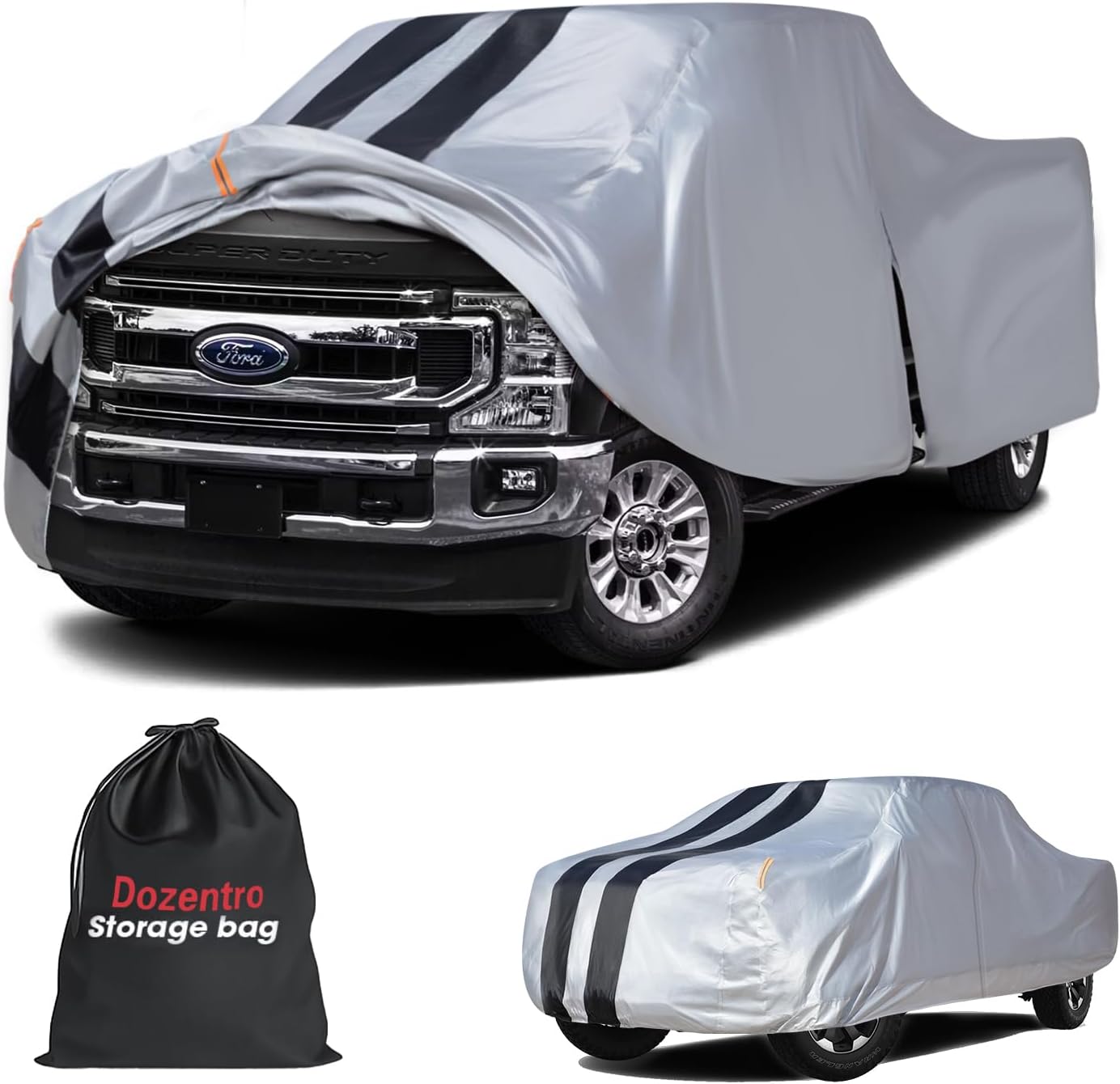 Ford F250 Truck Cover Custom Fit 1999-2026 Super Cab/Extended Cab Short Bed(6.8'-8.2') with Door Zipper, 10 Layer Outdoor Heavy Pickup Truck Cover Waterproof All Weather, Wind Dust Sun Protector.