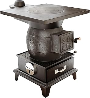 Thickened Cast Iron Rural Heating Stove, Camping Stove, Smokeless Cooker, for Tent, Indoor, Villa, Shelter, Heating, Daily Cooking, BBQ(51cm/20in)