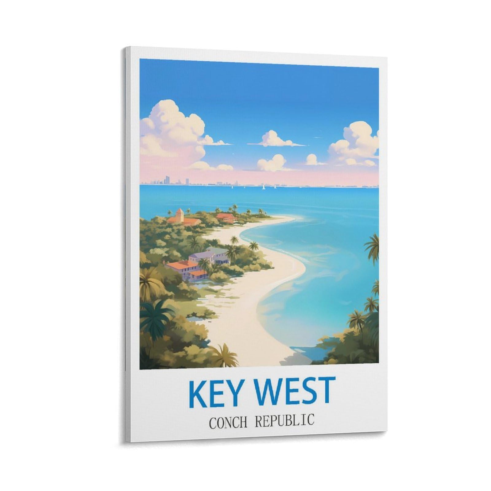 Fzyuen Frame-Style Key West Conch Republic Vintage Travel Posters 08X12inch(20X30cm) Canvas Wall Art Prints For Wall Decor Room Decor Bedroom Decor