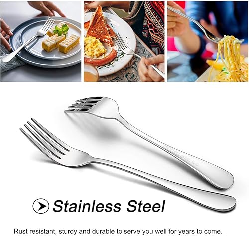 Miniatura 3 de LIANYU Juego de cubiertos de 12 tenedores y cucharas, 6 cucharas y 6 tenedores de cena, cubiertos de acero inoxidable para el hogar, cocina, hotel,