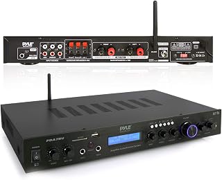 Pyle 5 Channel Rack Mount Bluetooth Receiver, Home Theater Amp, Speaker Amplifier, Bluetooth Wireless Streaming, MP3/USB/SD/AUX/FM Radio, 200 Watt, with Digital ID3 LCD Display - PDA7BU, Black