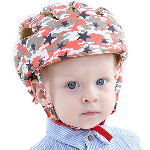 Huifen Casco de bebé, casco ajustable para niños, para aprender a caminar, jugar al bebé, para gatear y caminar (rojo colorido)