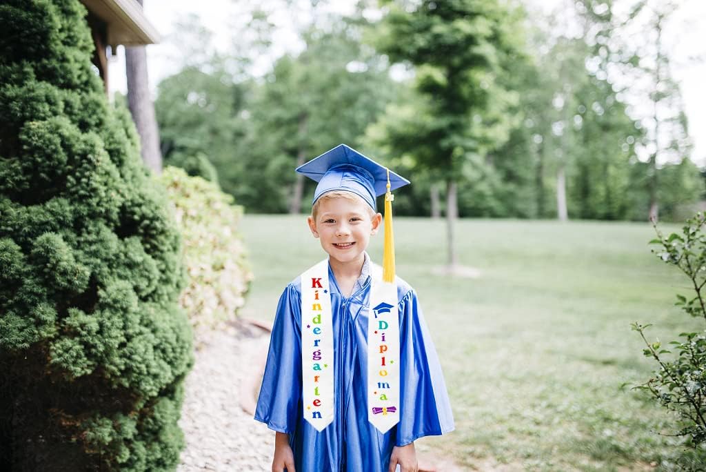 Kids Kindergarten Graduation Sash Graduation Double Sided Printed Stole Unisex Preschool Graduation Colorful Word Satin Stole