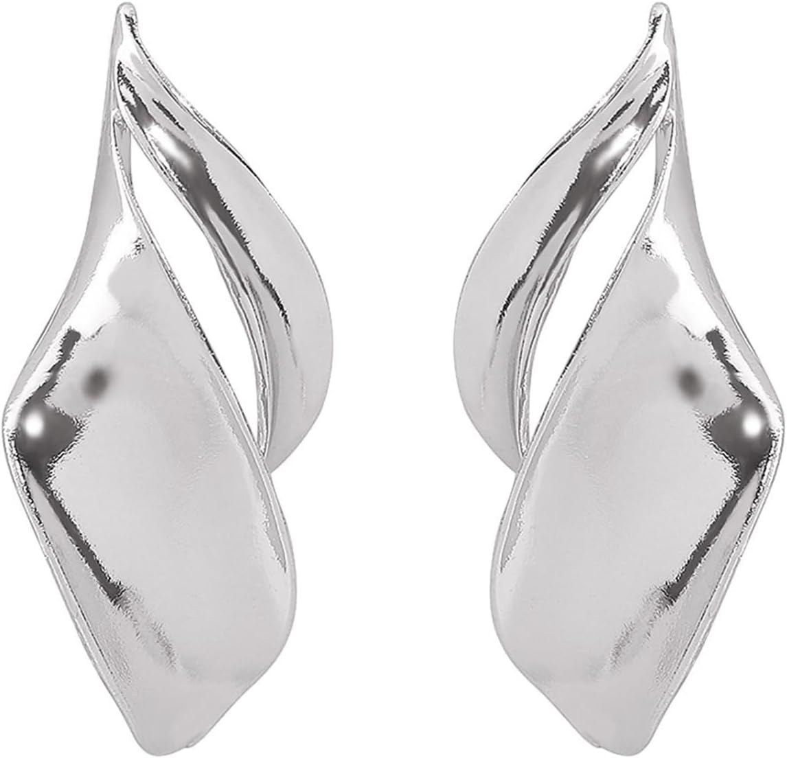 Chunky Gold Statement Dangle Drop Earrings for Women Twisted Leaves Irregular Curves Unique Polishing Dangling Earrings - Image 7