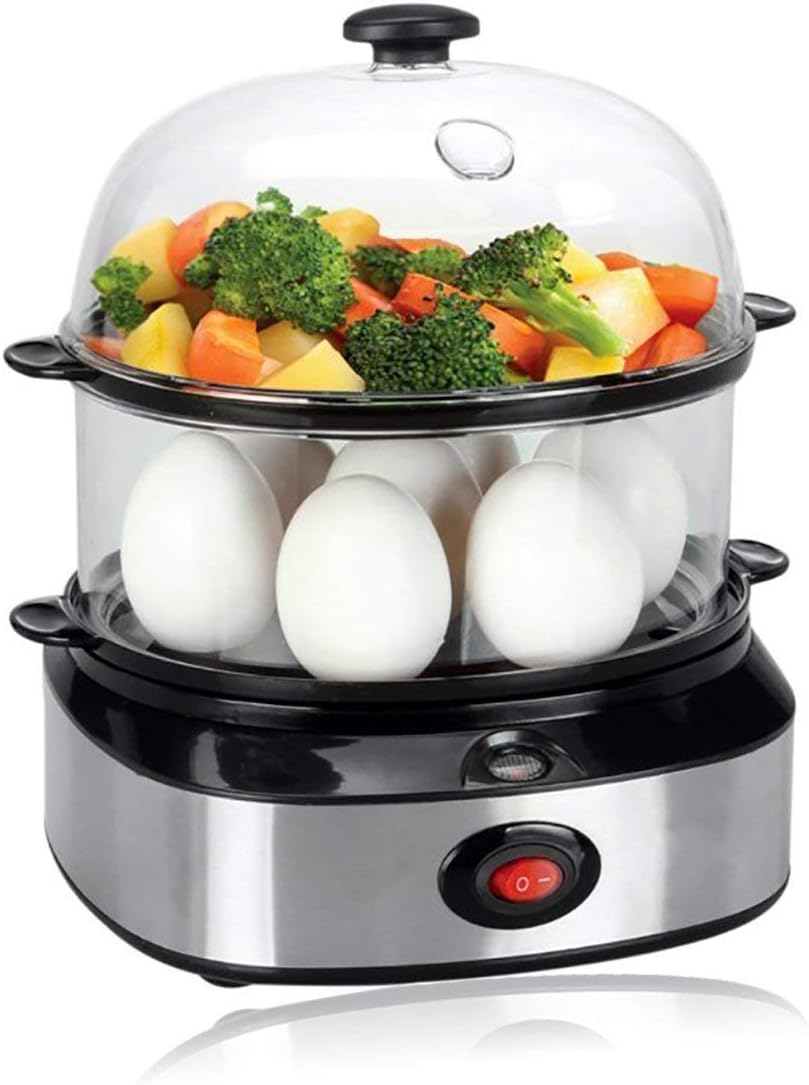 ZDQ-702A Multifunctional Dual Layer Electric Cooker with 14 Egg Capacity, Standard, White