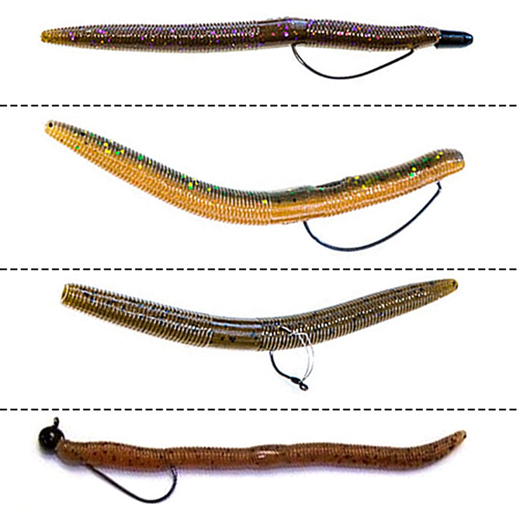 LOWIFAR 32 Pcs Senko Soft Plastic Worms - 4 Inch Wacky Rig Baits For Bass Fishing - View #9