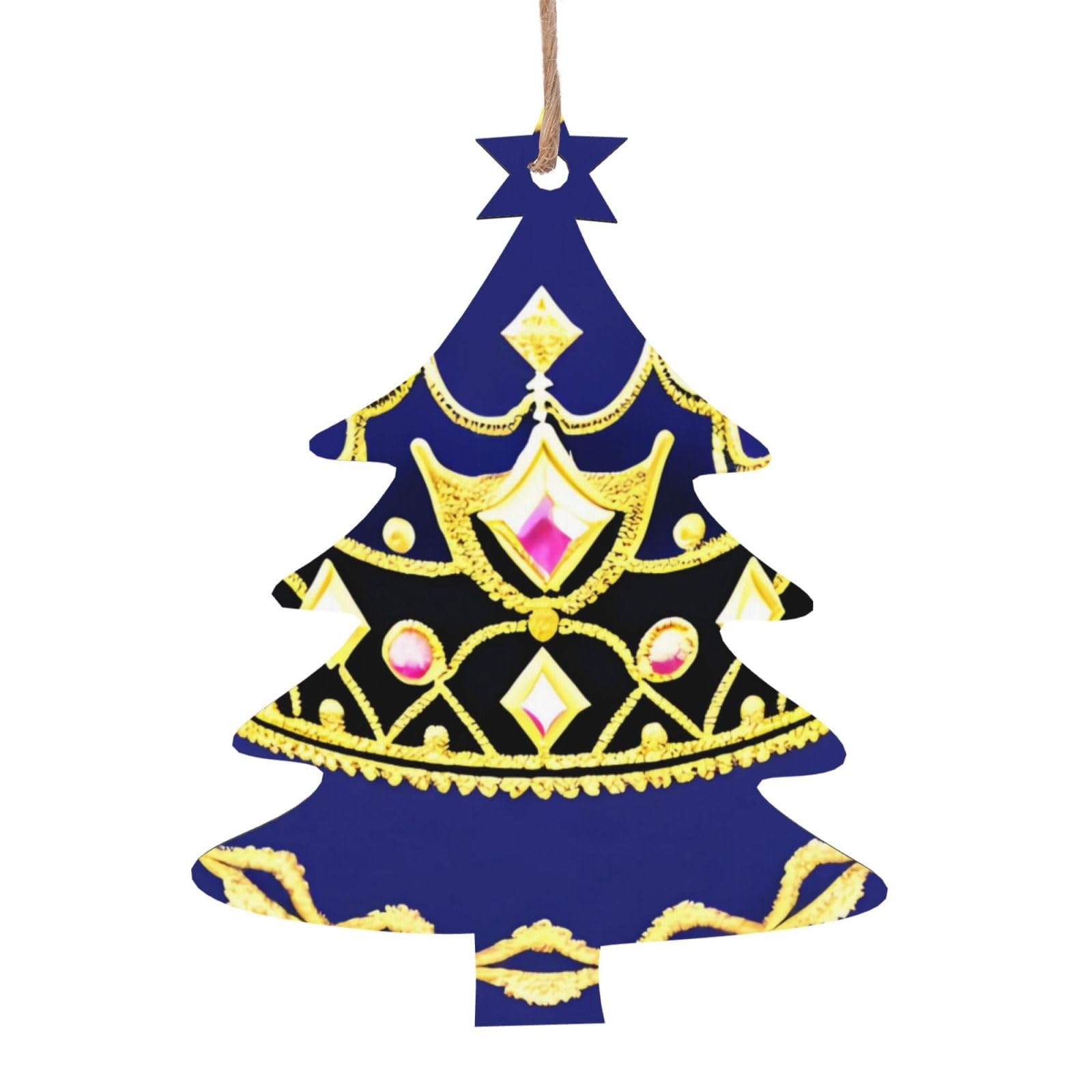 Fantasy Tiara Printed Christmas Wooden Pendants, Simple and Environmentally Friendly, Holiday decorationsã€‚