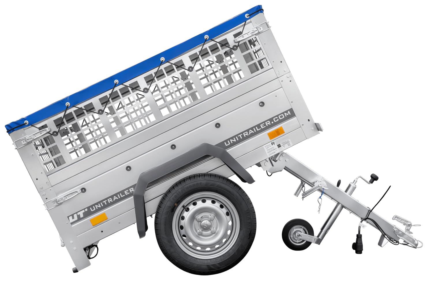 Kompakter Anhänger Garden Trailer 150 Kipp 150x106 cm 750 kg mit Laubgitteraufsatz