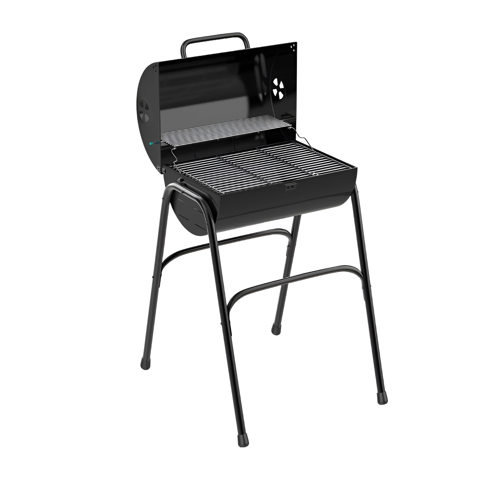 Grillbeat Compact Drum Basic BBQ Grill for Indoor & Outdoor Cooking| Traveler Compact Foldable Tandoor Charcoal Barbeque Grill Set| Free Stand, Portable, Easy Assembly- (Black)