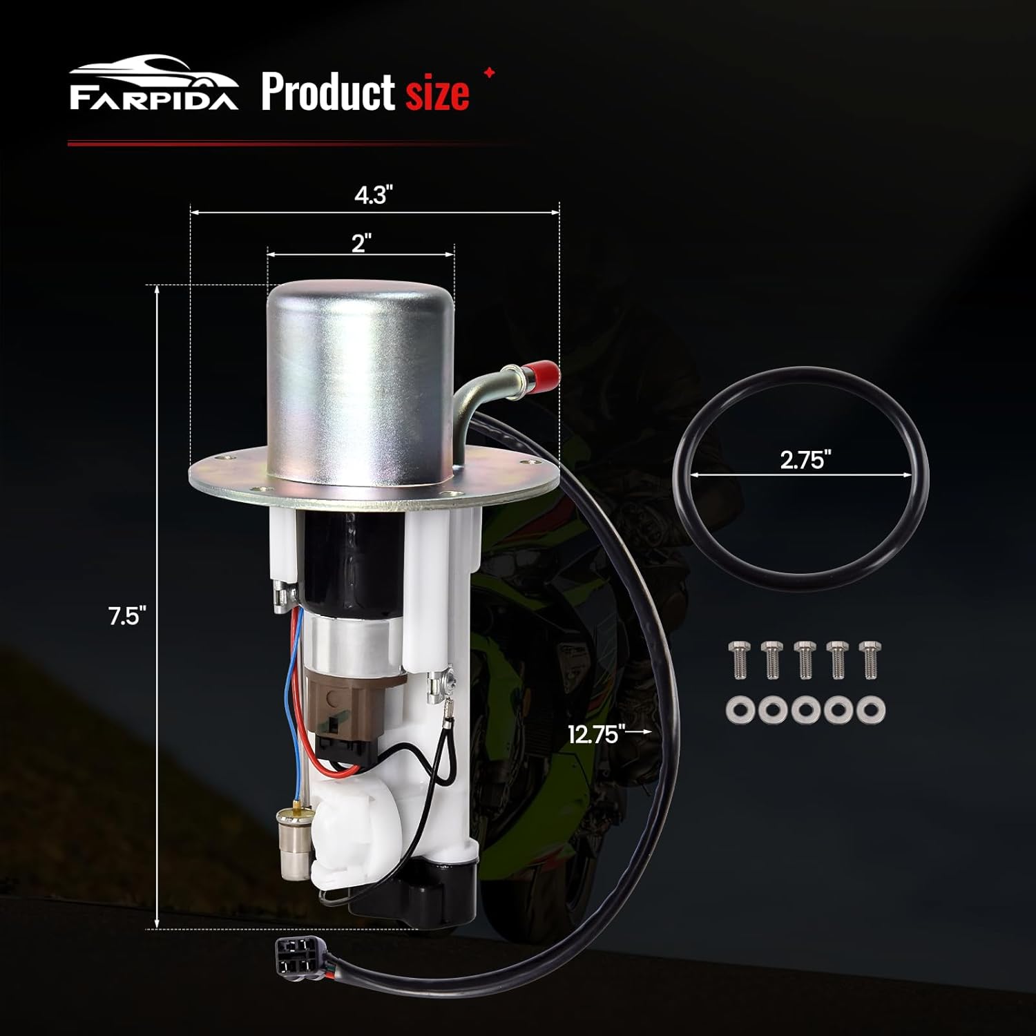 49040-0007 Fuel pump Assembly Fits for 2006 Kawasaki Ninja ZX6R ZX636C/ZX636D for 2005-2006 Kawasaki Ninja ZX6RR ZX600N,for 2005 Kawasaki Ninja ZX6R ZX636C