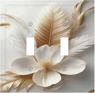 빈티지 화이트 플라워 골드 깃털 더블 토글 플레이트 커버