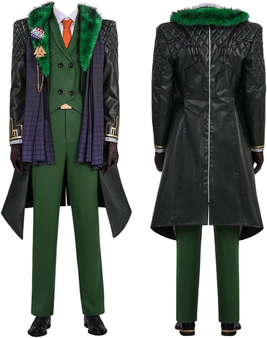 Men Loki Laufeyson Cosplay President Green Coat Pants Belt Uniform Headwear for Halloween Costume Loki Suit