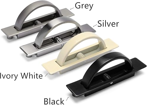 2 Pack Concealed Drawer Door Finger Insert Recessed Flush Pull Handle with Resin Back Cap, Grey