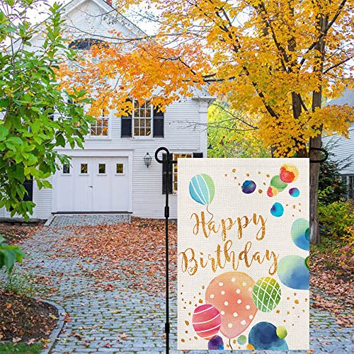 Happy Birthday Garden Flag 12X18 Inch Burlap Double Sided Balloons Colorful Outside Welcome Party Gift Yard Decor Df116 #TOP4