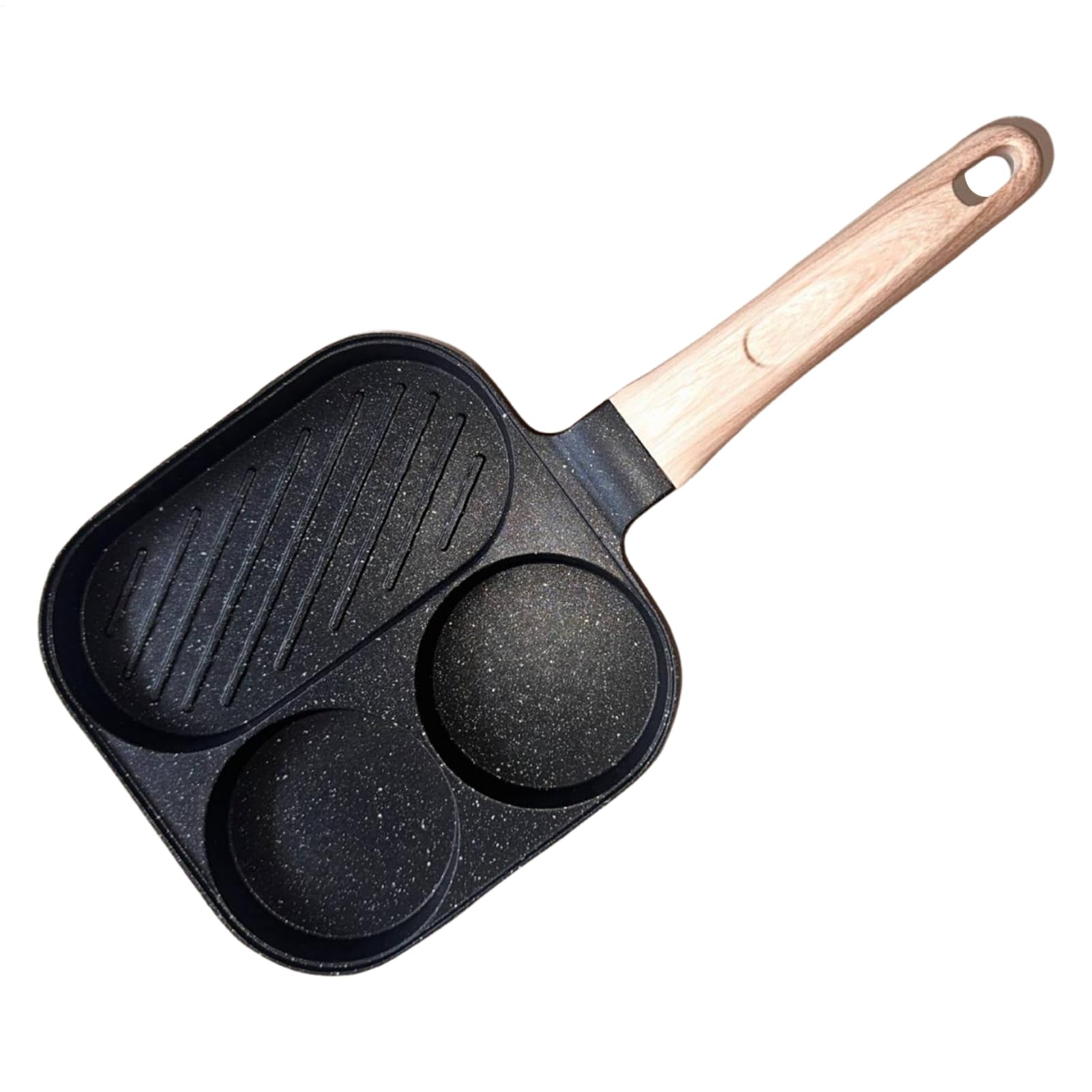 Poêle à pancakes antiadhésive 3 sections pour cuire vos œufs et steaks sans coller