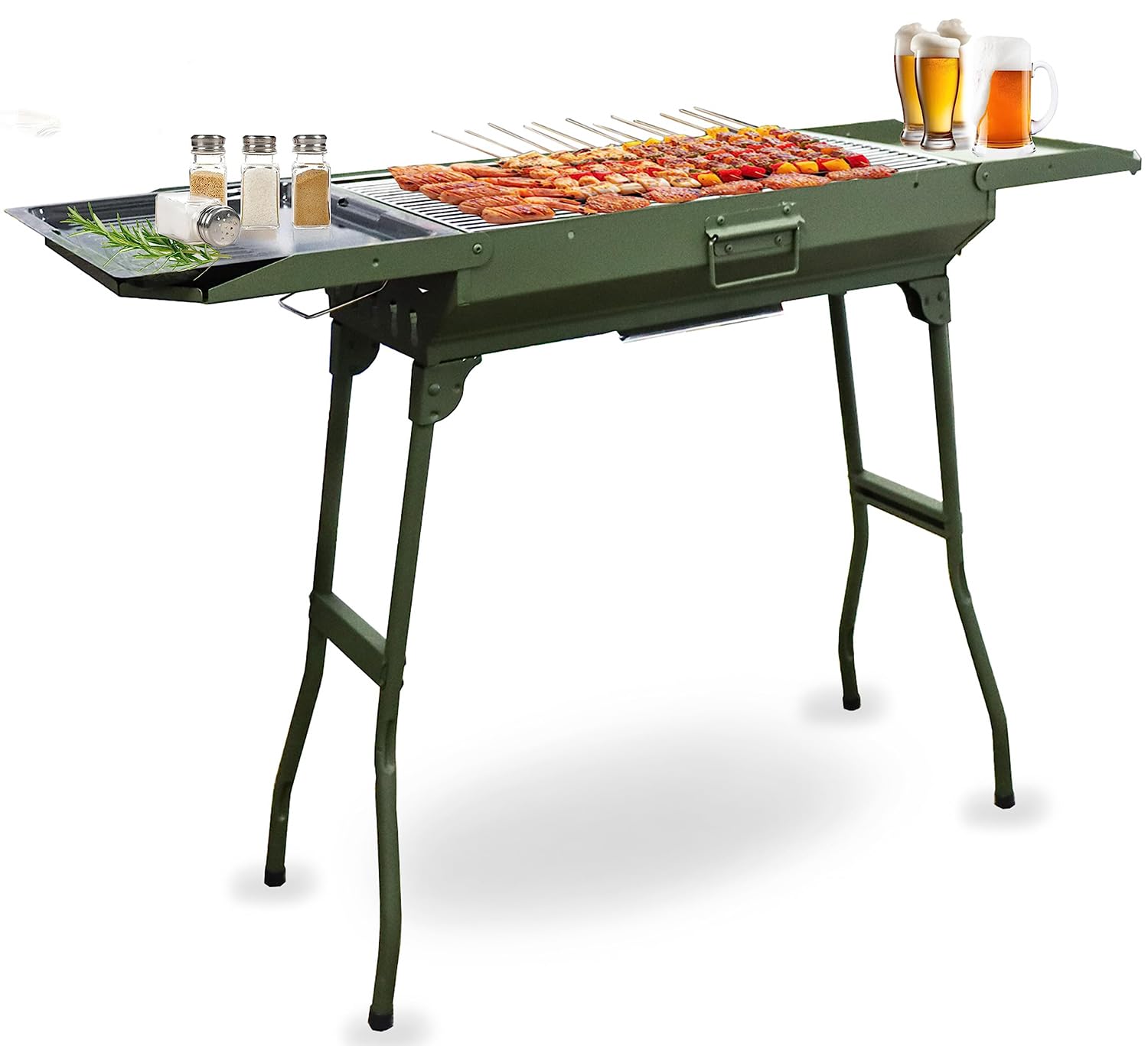 Barbecue charbon pliable inox grand format 40x50 cm portable