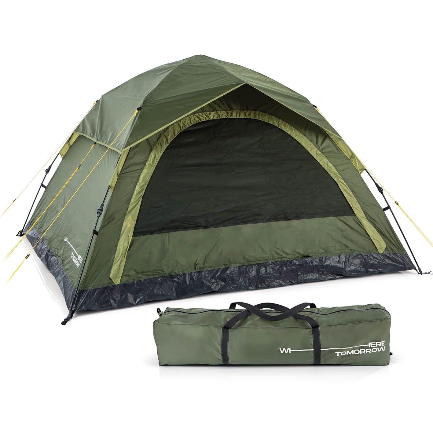 Where Tomorrow Pop up Wurfzelt für 4 Personen | für Camping, Outdoor, Festival, Strand & Party | mit Sonnenschutz & Regenschutz | Sekundenzelt - leicht & wasserdicht | Biwak Zelt
