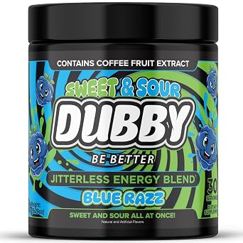 Dubby - Gamer Energy Drink Powder for Gaming - Sugar Free Energy Drinks, Nootropics Jitter-Free Natural Energy Powder, Sweet and Sour Blue Razz Raspberry Flavor, 30 Serving, 5.61 Ounces Blue Razz