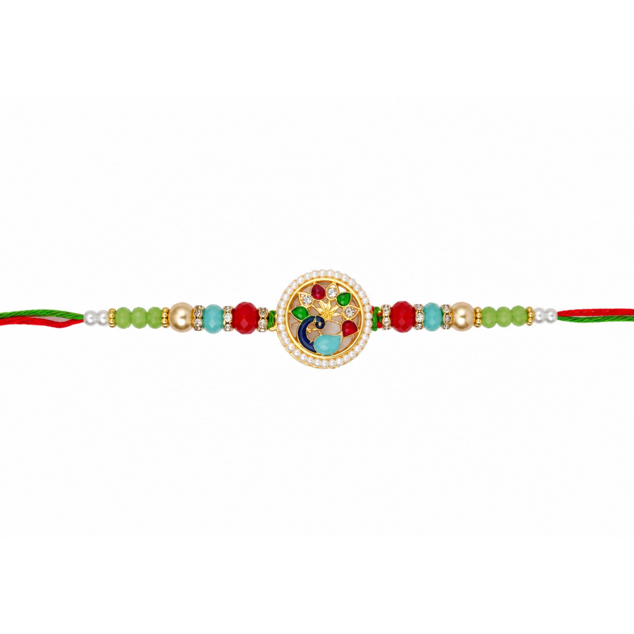 Shreeji Creations Pearl Royal Peacock Rakhi