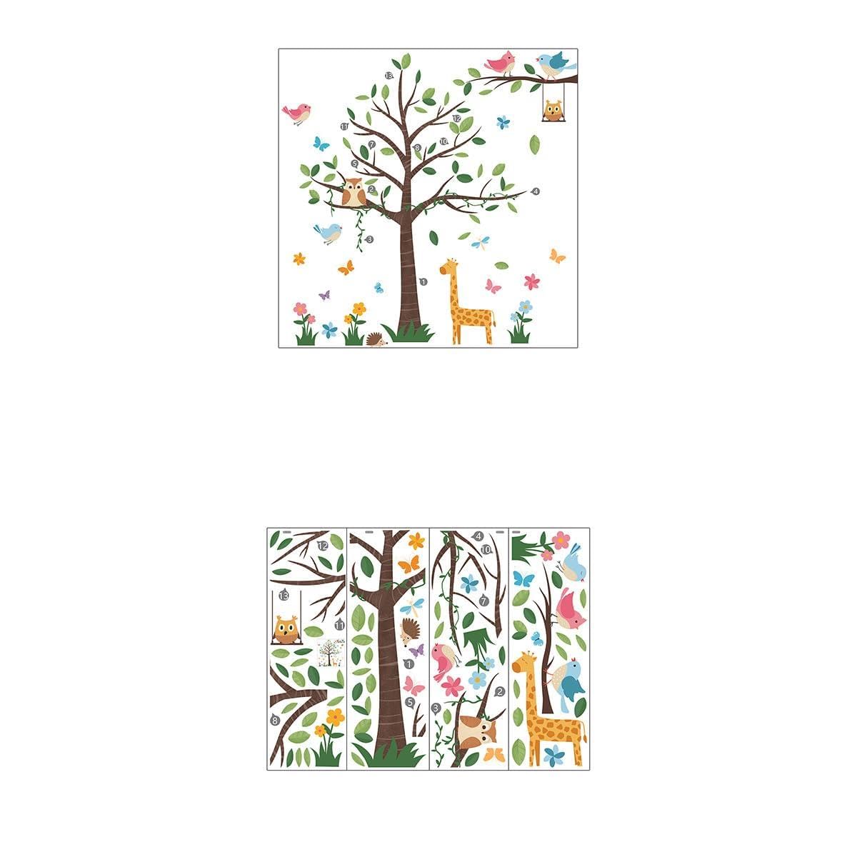 Adesivi Murali Animali Della Foresta Dei Cartoni Animati, Grandi Alberi, Piccoli Uccelli, Giraffe, Adesivi Murali, Camera Dei Bambini, Layout Della Scuola Materna, Adesivi Murali, Autoadesivi