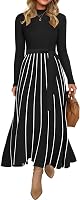 ZESICA Women's Turtleneck Long Sleeve Sweater Dress - Tie Waist Ribbed Knit A-Line Midi for Casual Fall Outfits