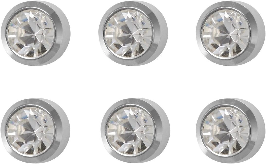 6 Pairs Studex April/Crystal Regular 4mm Stainless Steel Bezel Setting Ear Piercing Stud Earrings Birthstone