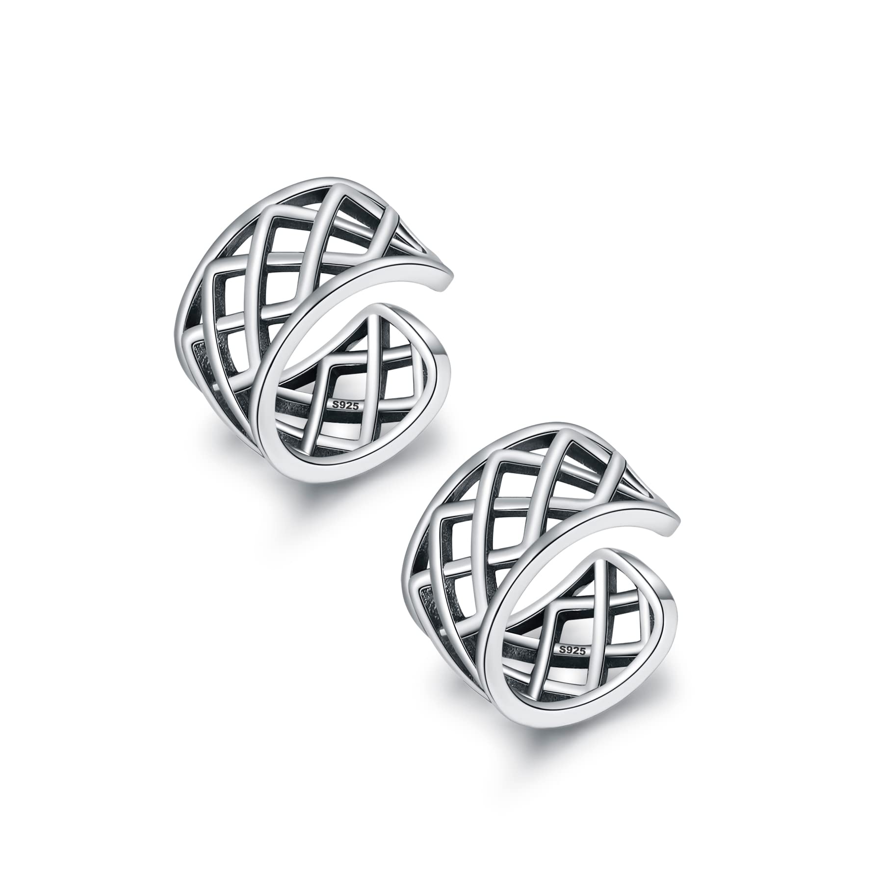 CHIC &amp; ARTSY 925 Sterling Silver Ear Cuffs for Women, Non Piercing Clip On Cartilage Cuffs, Adjustable Fake Conch &amp; Helix Earrings, Gold Plated &amp; Oxidized Various Styles