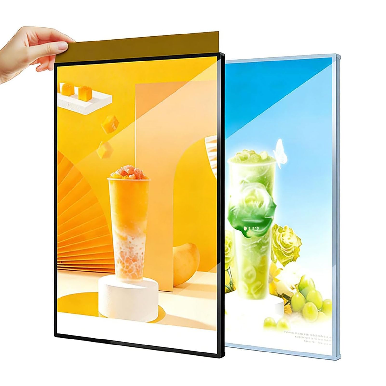 Caja De Luz Led Montada En La Pared, Pantalla De Póster Con Marco Ultradelgado A3/a4, Tablero De Menú Retroiluminado, Pantalla De Marco Publicitario Enchufable Para Restaurantes, black A3/31.2x42.7CM