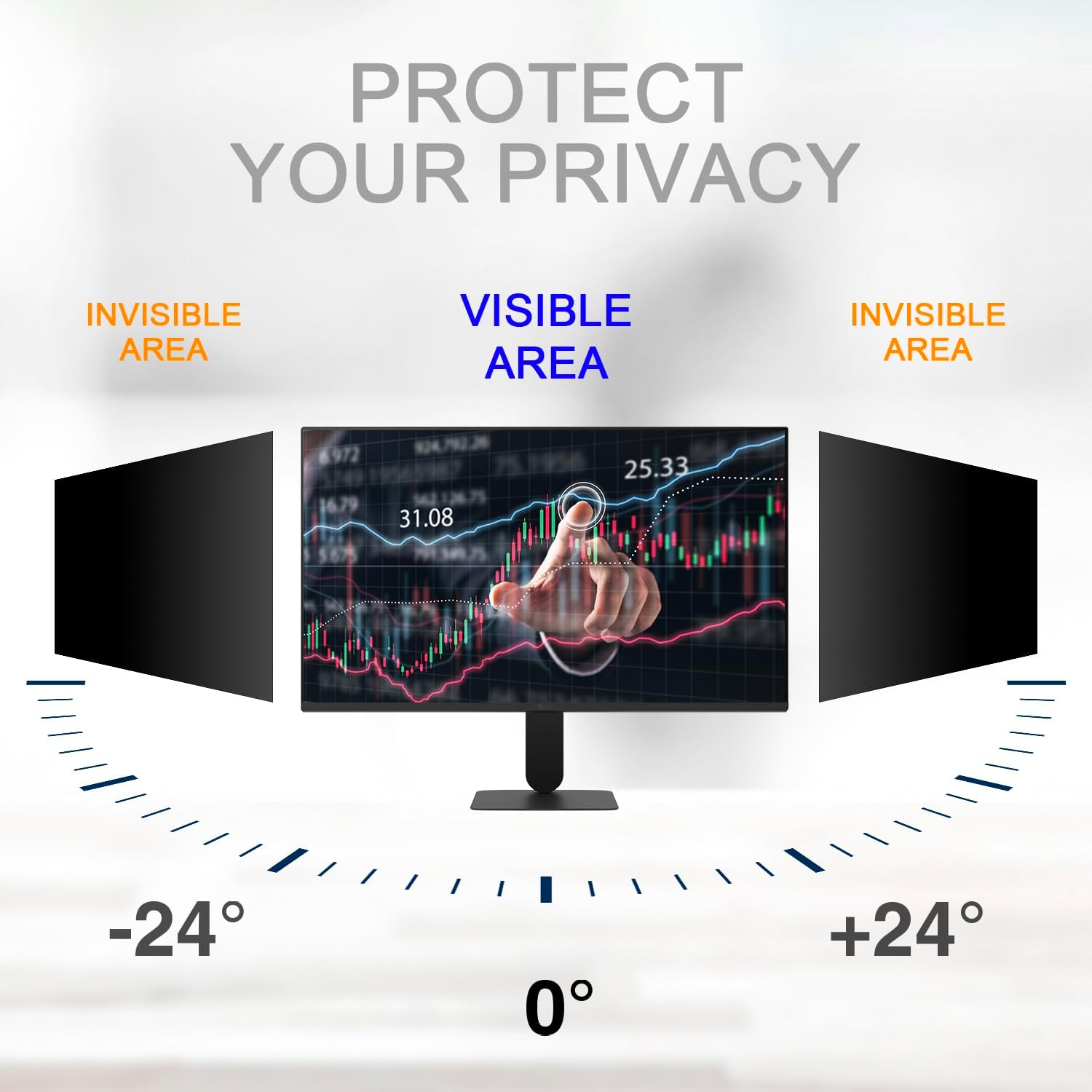 Privacy Screen for Computer Monitor Eye Protection Anti Glare Blue Light Monitor Privacy Shield Screen 24 Inch 16:9 Aspect Ratio, 2-Pack