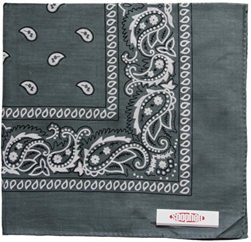 Soophen Paisley One Dozen Cowboy Bandanas (Dark Gray 22 X 22 in, 12-Pack)