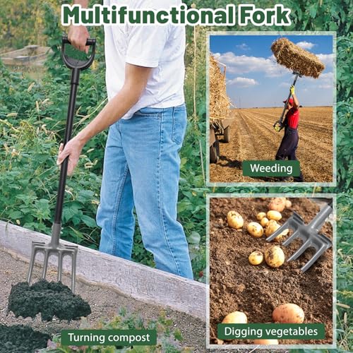 Horquilla de jardín con mango metálico de 35 pulgadas miniatura 5