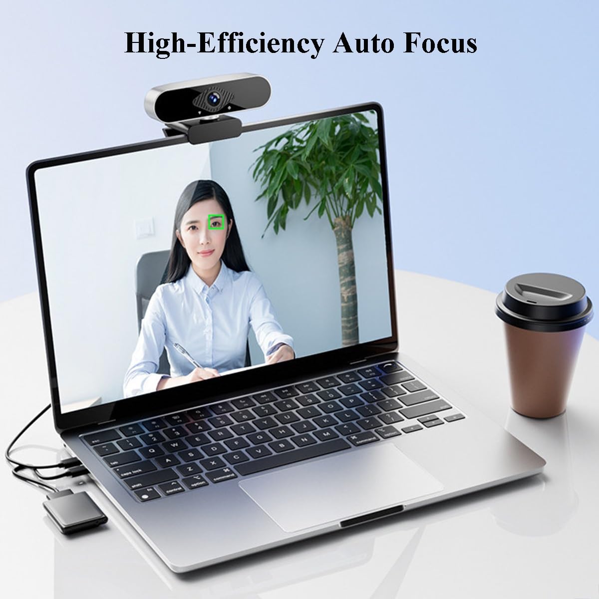 GIZNXBA Webcam PC, Lente Gran Angular De 125°, Enfoque Automático, Micrófono con Cancelación De Ruido, Webcam USB para Ordenador Plug & Play para Streaming, Videollamadas(4K)