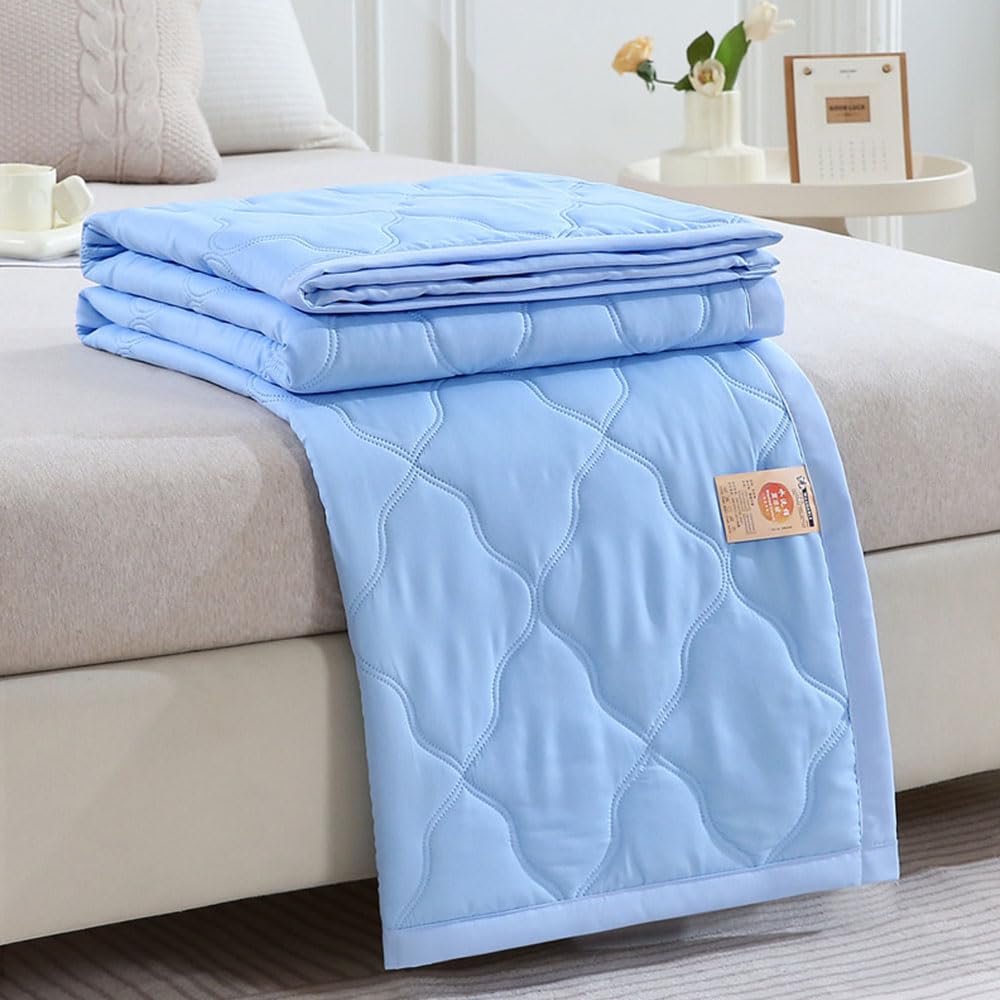 Morbuy Edredon Ligero Verano Edredón Color Sólido Acolchado, Nordico Edredón Acolchado Suave y Transpirable Lavable, para Todas Las Estaciones (150x200cm,Azul)
