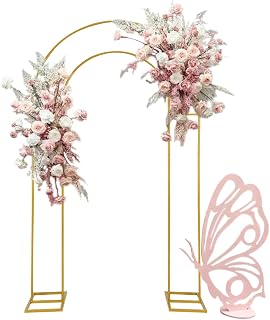 Open Arch Backdrop Stand,Double Arch Frame U Shaped Wedding Arches for Wedding Ceremony Birthday Party Bridal Baby Shower Photo Booth Garden Floral Balloon Arch Decoration