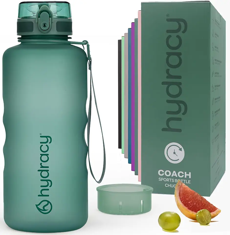 Zum Wohl! Wasser trinken leicht gemacht 23 Hydracy Trinkflasche mit Fruchteinsatz - 2L Wasserflasche - BPA-freie Trinkflasche mit Zeitmarkierung Auslaufsichere Sportflasche - Kondensationsfrei für Sport und Outdoor