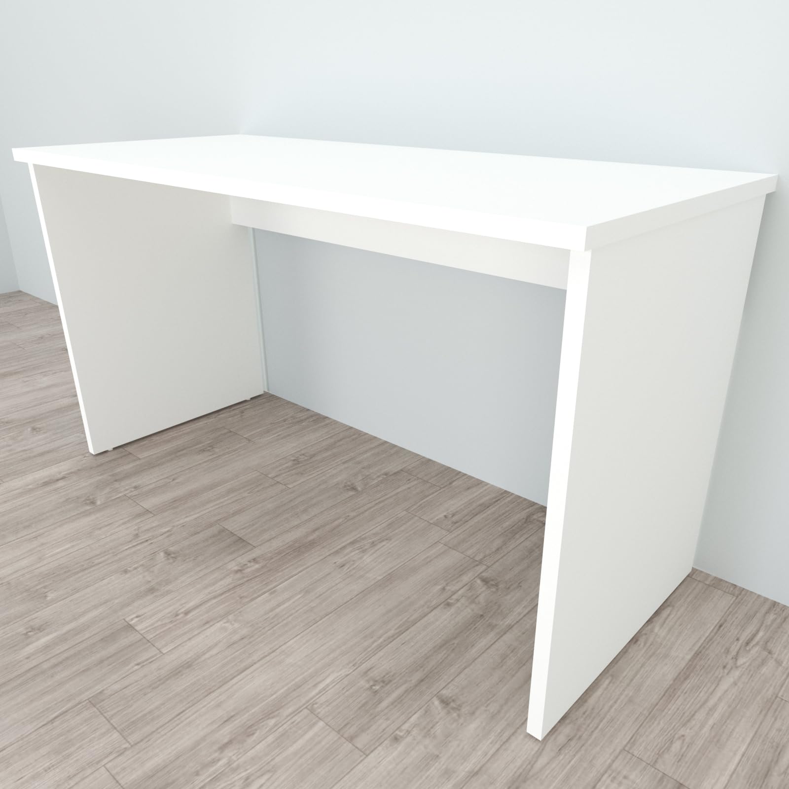 Henor Mesa Escritorio en Madera 100 x 80 x 75 cm con Niveladores para Ordenador Y Estudio En Oficina O Habitación. Blanco.