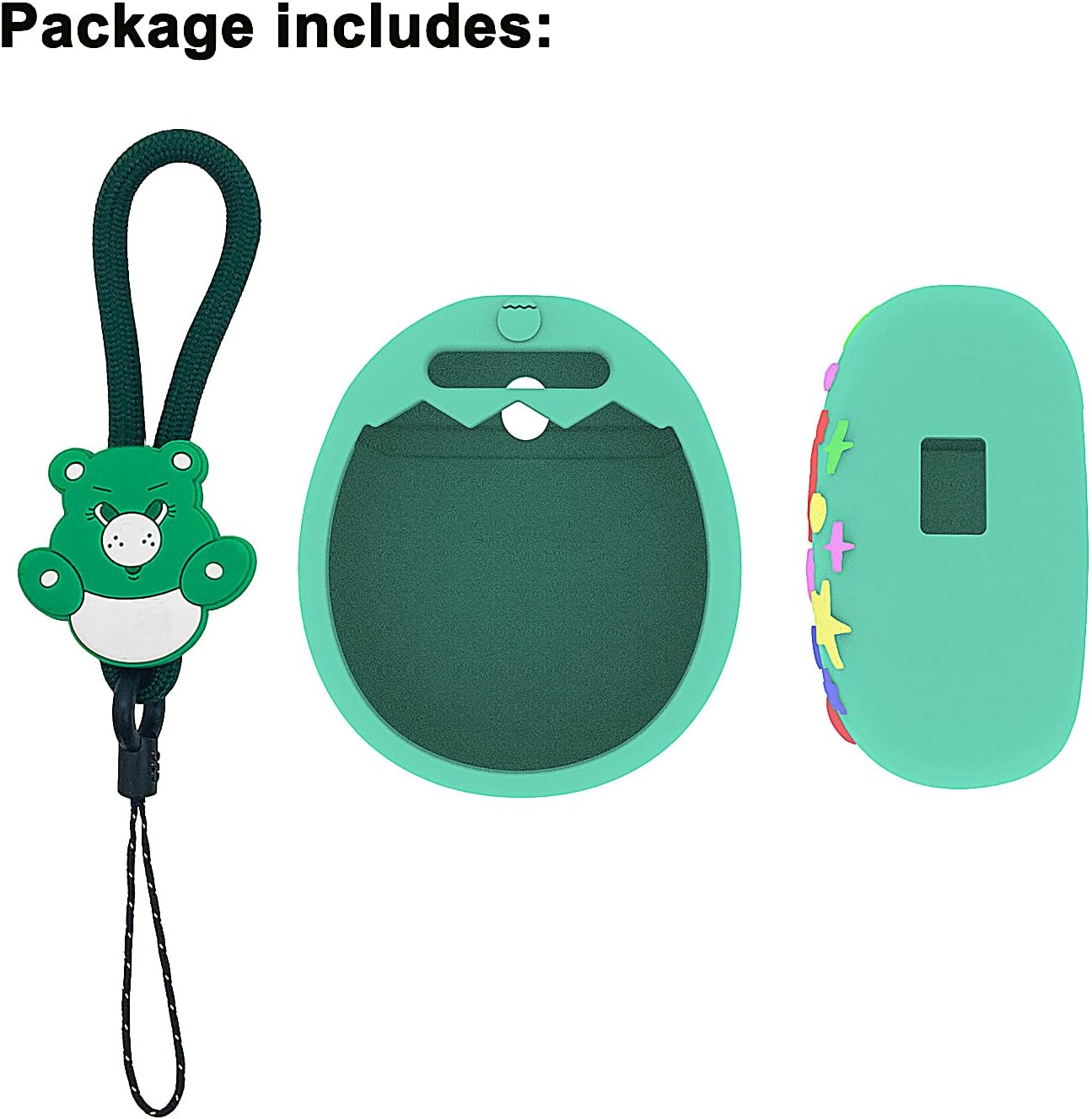 Silicone Cover Case for Tamagotchi Pix Interactive Virtual Pet Game Machine, Protective Skin Sleeve Shell for Tamagotchi Pix with Finger Lanyard (Green Cover)
