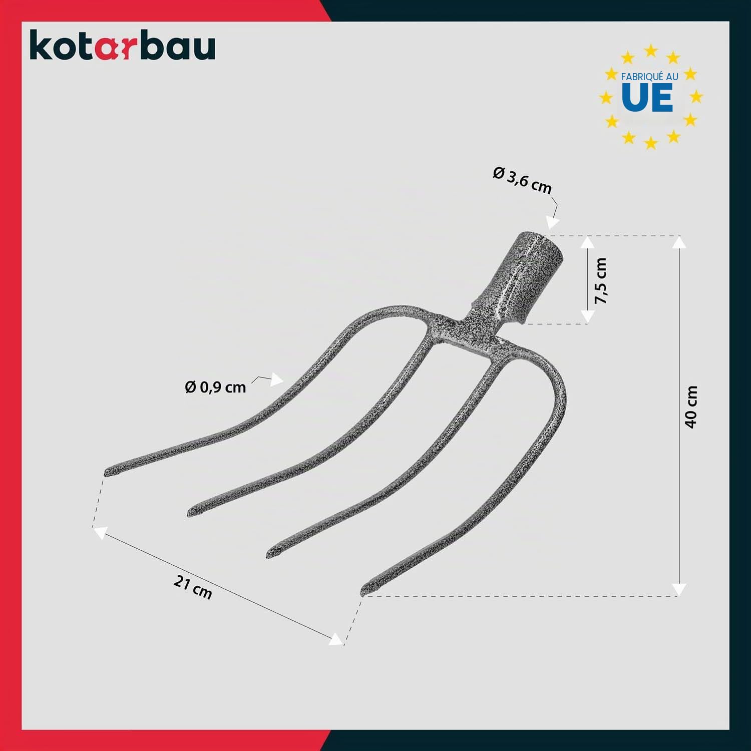 KOTARBAU® Fourche pour fumier Fourche à pommes de terre Fourche bêche Fourche à foin 4 dents Fourche à pommes de terre 4 dents