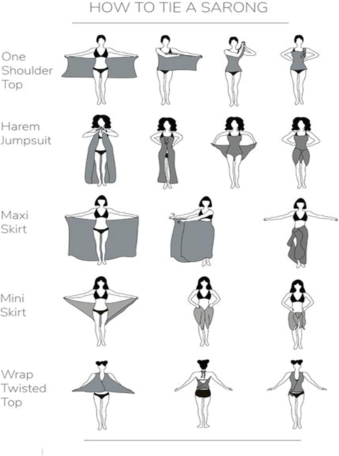 Ekouaer Women Sarong Swimsuit Coverups Chiffon Long Bikini Wraps Sheer Beach Bathing Suit Cover Up
